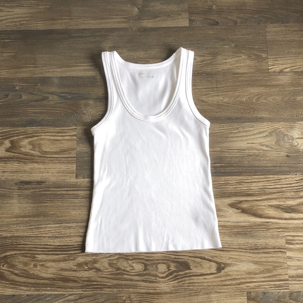 Aerie Cotton Ribbed Tank Top White Small